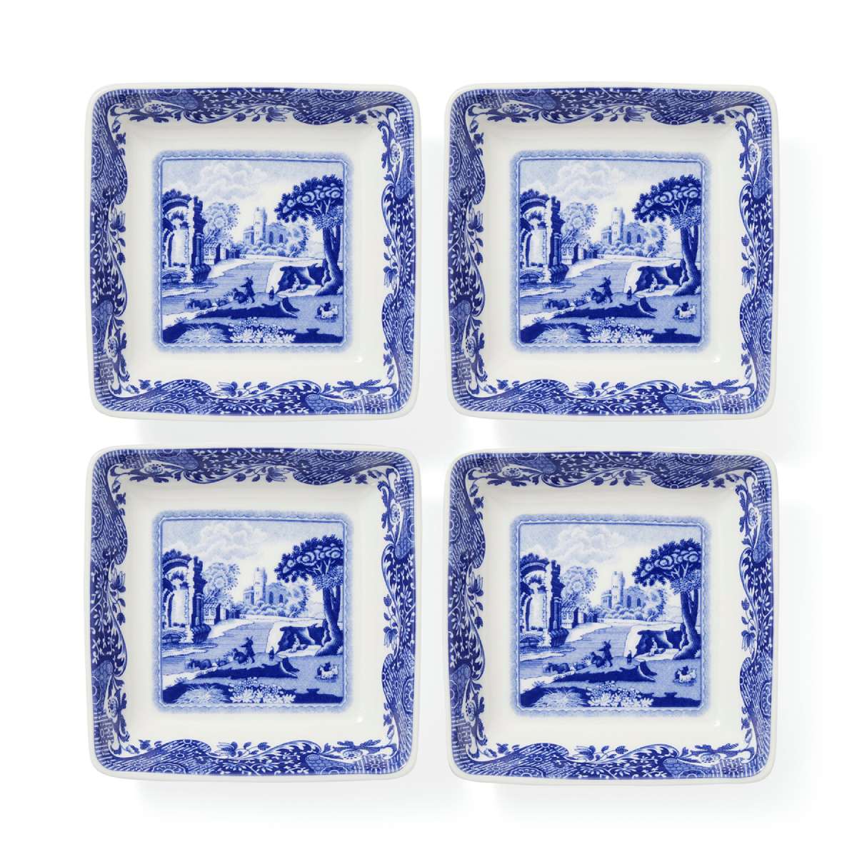 Blue Italian Square Dishes, Set of 4 image number null